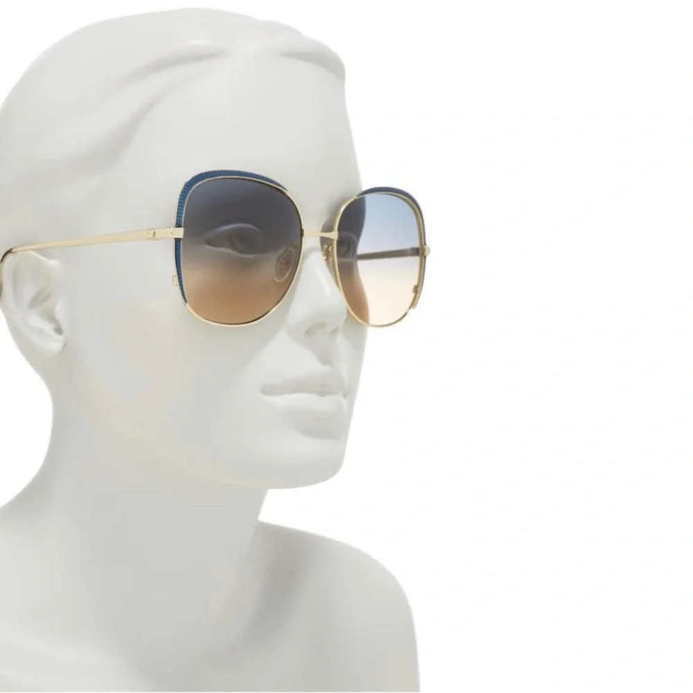 Authentic GUCCI 58 butterfly Gold Blue Crystals/metal sunglasses - Picture 12 of 12